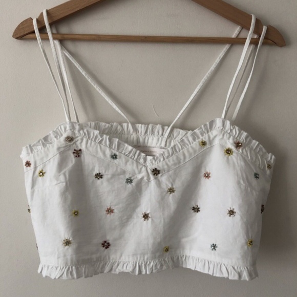 EUC Zara Cropped Floral Beaded Tank - Picture 5 of 5